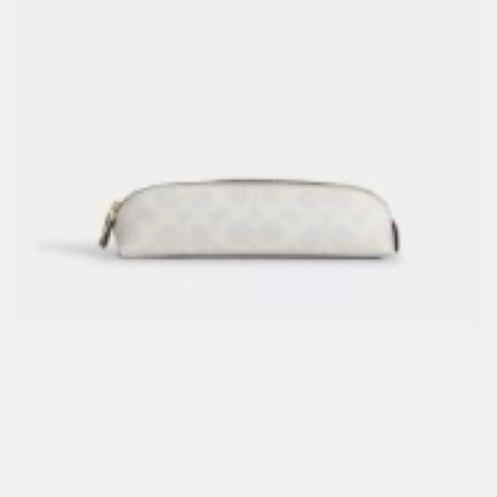 #51. Authentic Coach Pencil Case 
Gold/White/Chalk